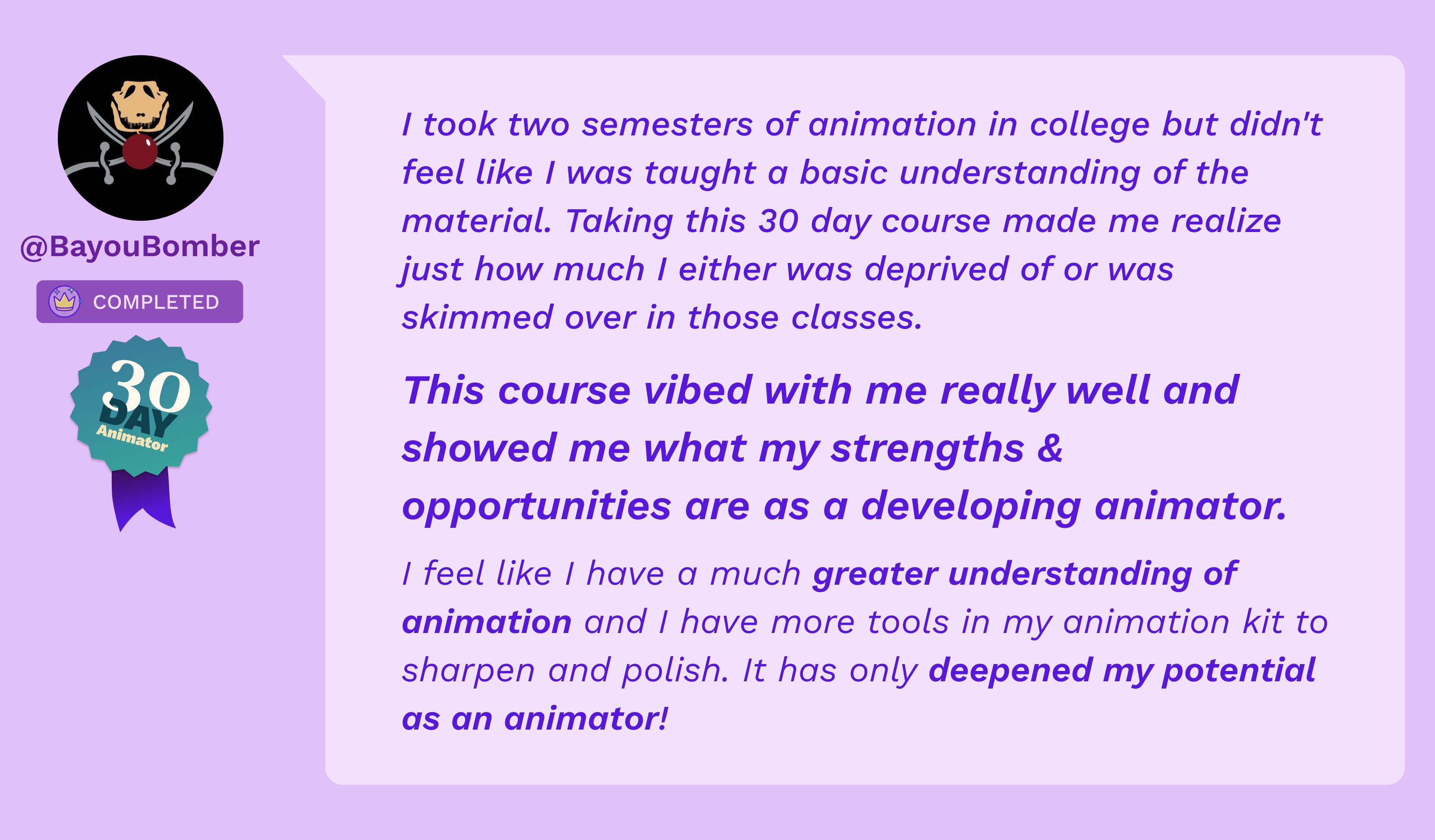 Student testimonial